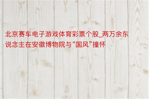 北京赛车电子游戏体育彩票个股_两万余东说念主在安徽博物院与“国风”撞怀